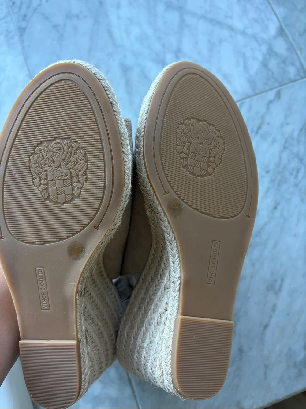 NWOT Vince Camuto Women's Beige Suede Slingback Espadrille Wedges